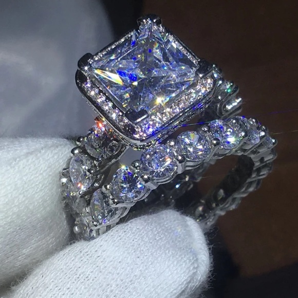 Jewelry - (5/6/7/8/9/10) 925 silver engagement ring set